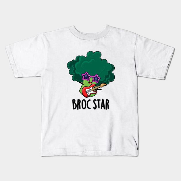 Broc Star Cute Brocolli Rock Star PUn Kids T-Shirt by punnybone